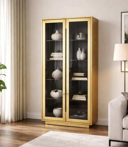 Brass Glam Glass Cabinet
