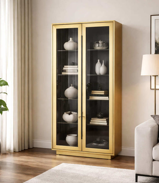 Brass Glam Glass Cabinet