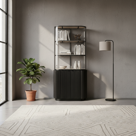 Opus Travertine Glass Cabinet