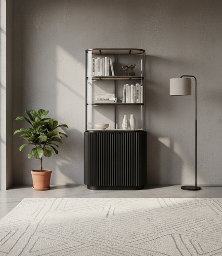 Opus Travertine Glass Cabinet