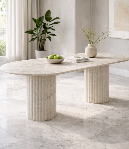 Ribelle Travertine Dining Table