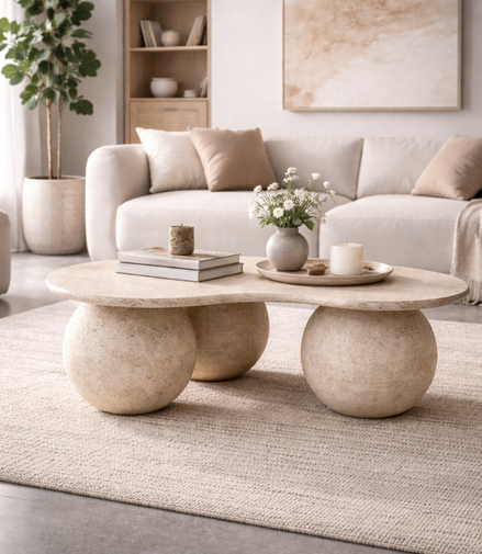 Pebbleform Travertine Coffee Table