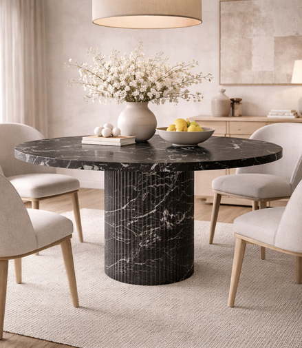 Udaipur Noir Round Dining Table