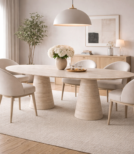 Taper Travertine Dining Table