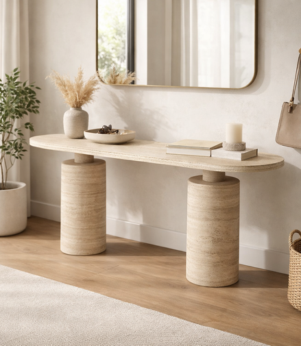Travertine Grandeur Console Table