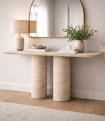 Travertine Luxe Console Table