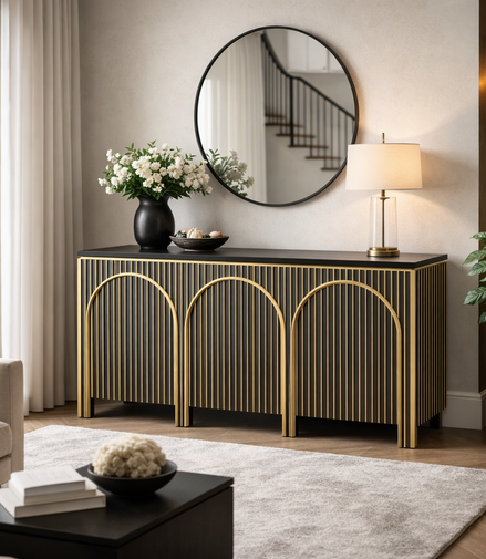 Ebony Brass Sideboard