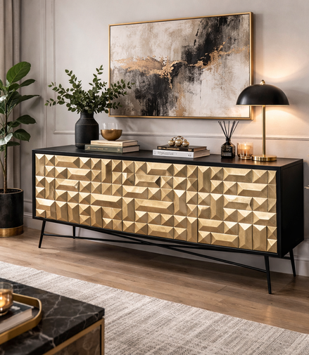 Noir Brass Accent Sideboard