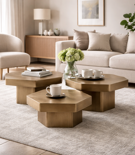 Radiant Gold Coffee Table Set