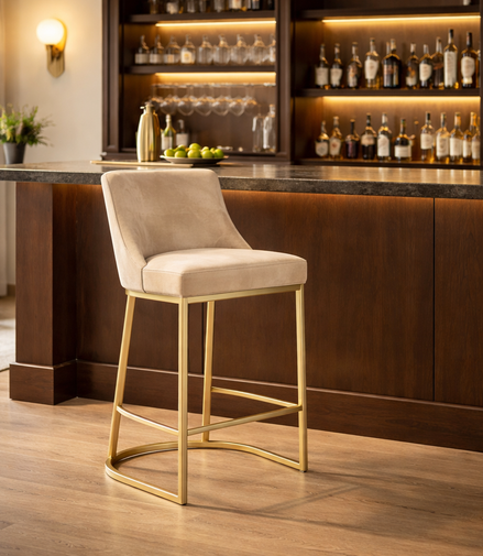 Khakhi Elegance Bar Chair