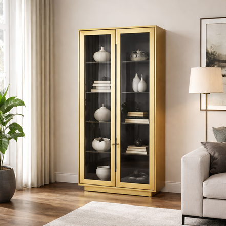 Brass Glam Glass Cabinet