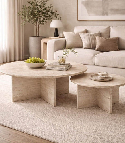 Crossform Travertine Duo Coffee Tables