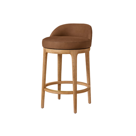 Dark Tan Leather Bar Chair