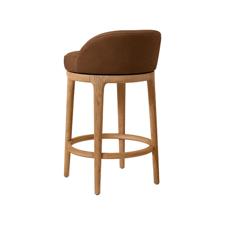 Dark Tan Leather Bar Chair