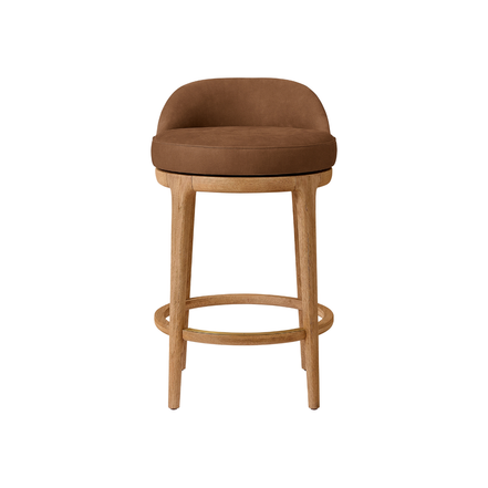 Dark Tan Leather Bar Chair