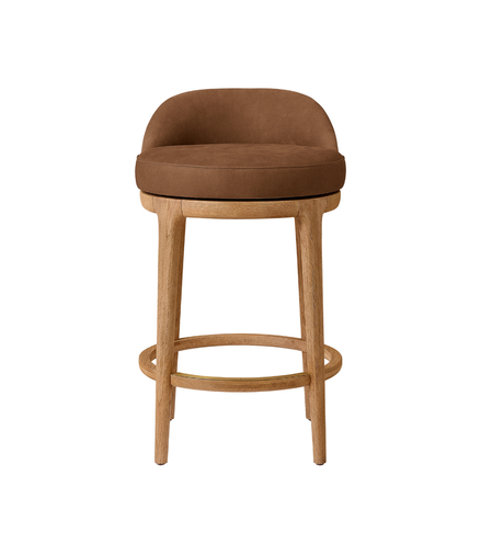 Dark Tan Leather Bar Chair