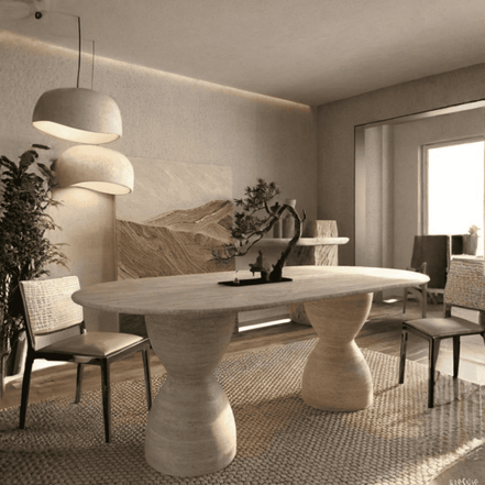 Elysian Oval Travertine Dining Table
