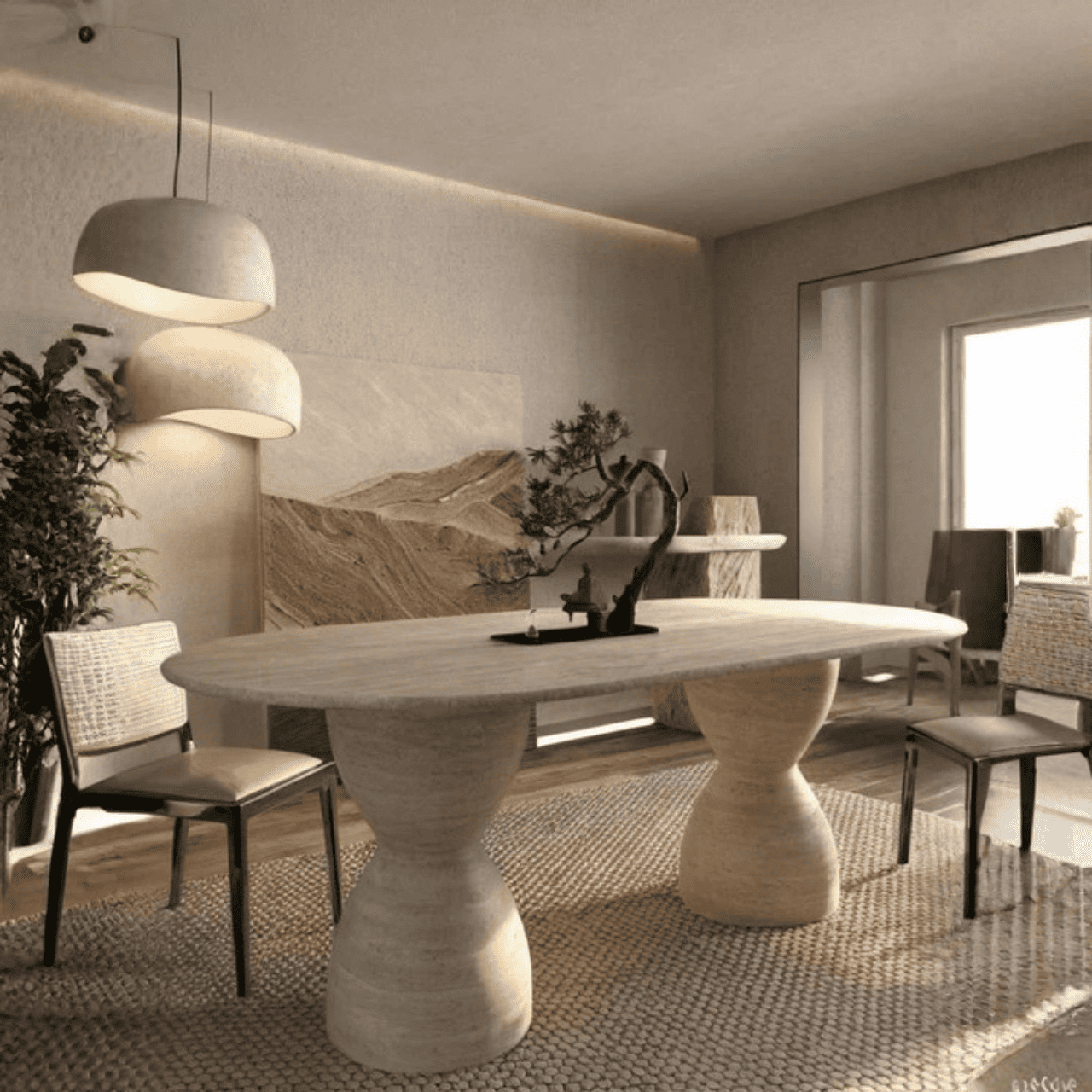 Elysian Oval Travertine Dining Table