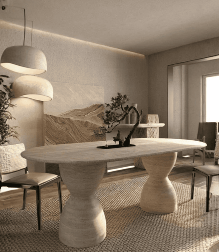 Elysian Oval Travertine Dining Table