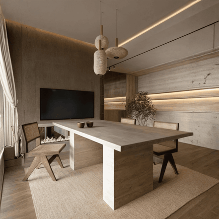 Frame Edge Travertine Dining Table