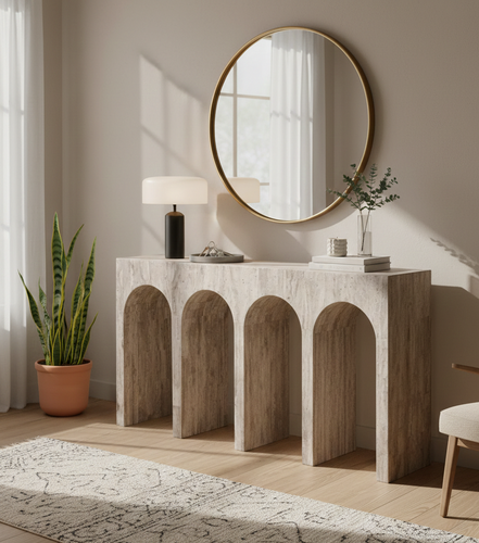 Monaco Travertine Console