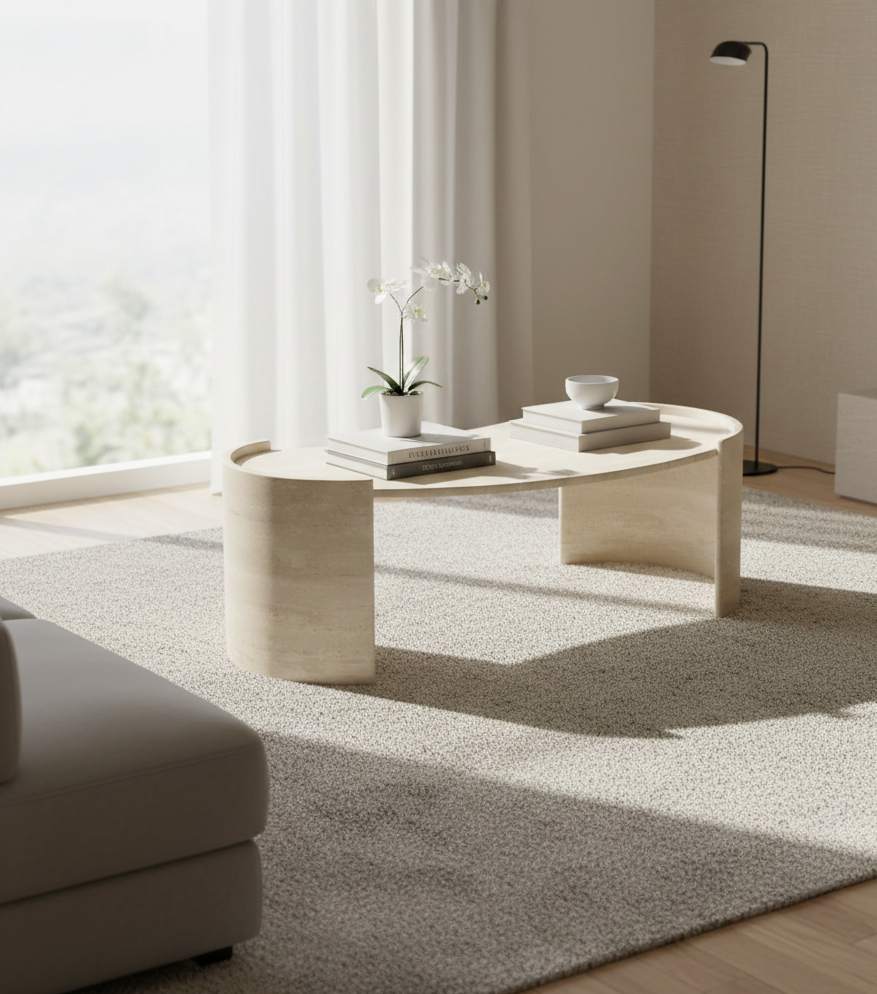 Waveform Travertine Coffee Table