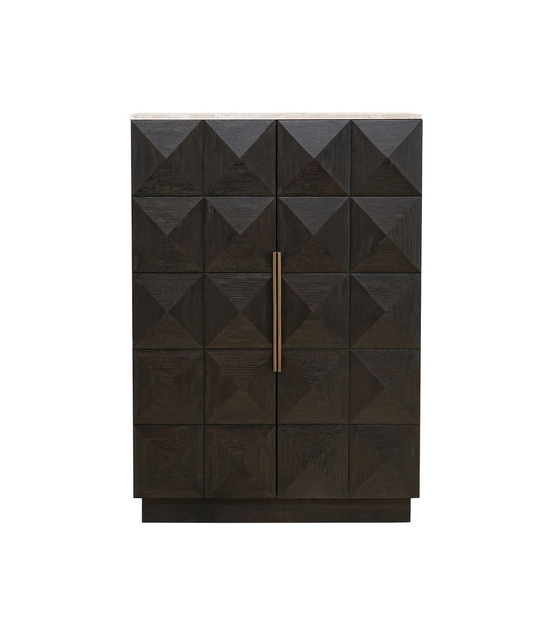 Heritage Travertine Glass Cabinet