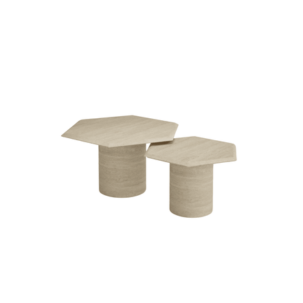 Hexa Twin Travertine Coffee Tables