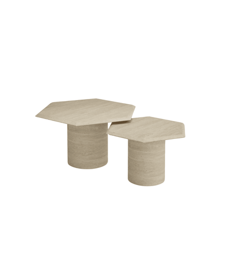 Hexa Twin Travertine Coffee Tables