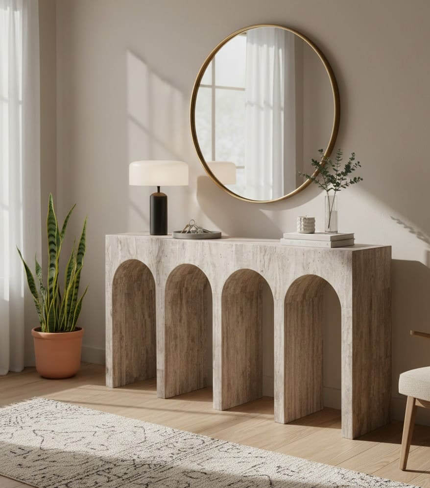 Monaco Travertine Console
