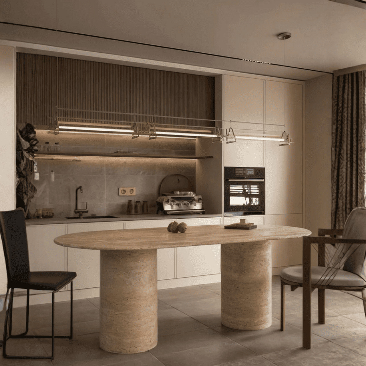 Monarch Cylindric Travertine Dining Table