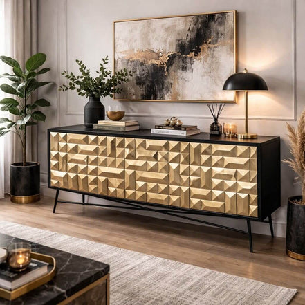 Noir Brass Accent Sideboard