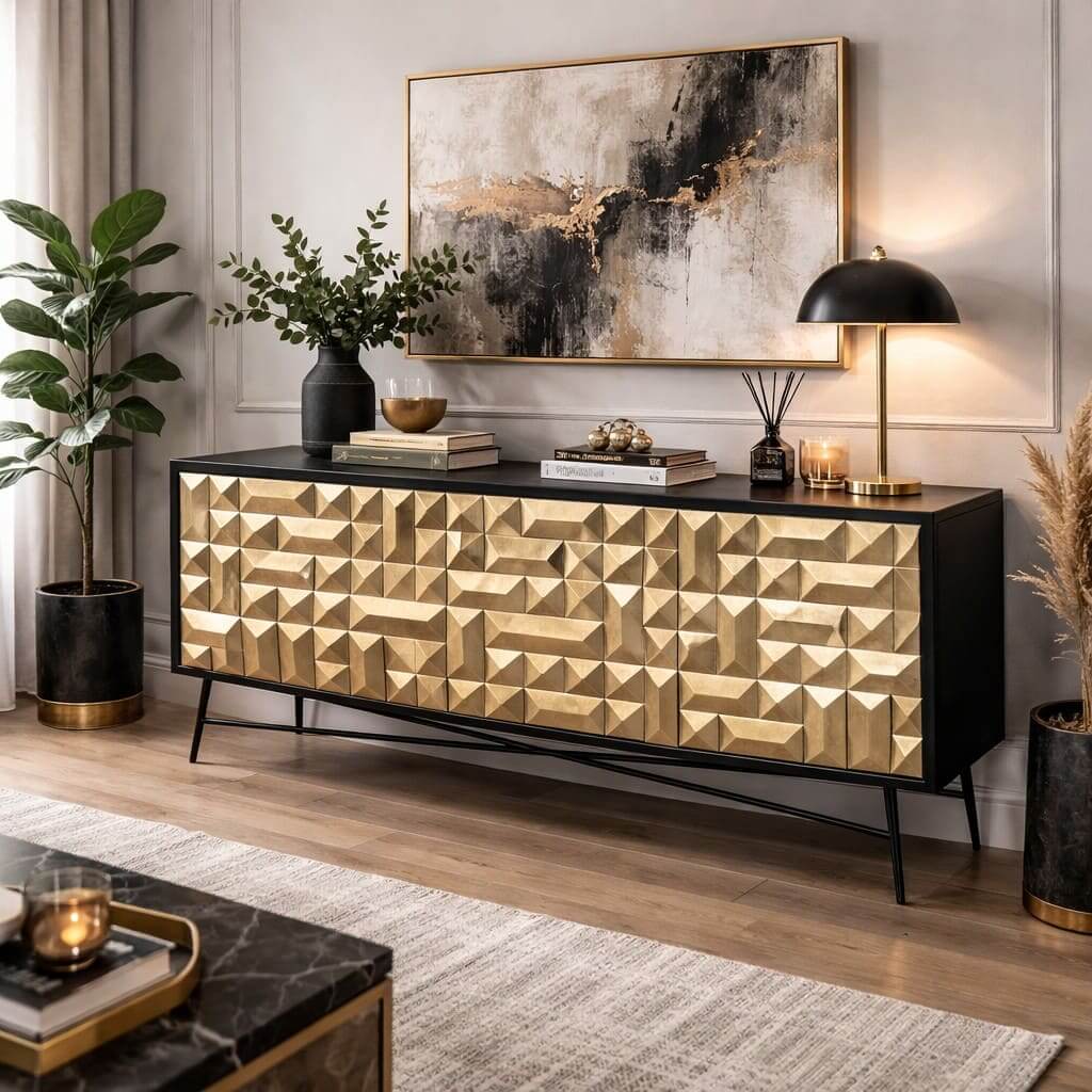 Noir Brass Accent Sideboard