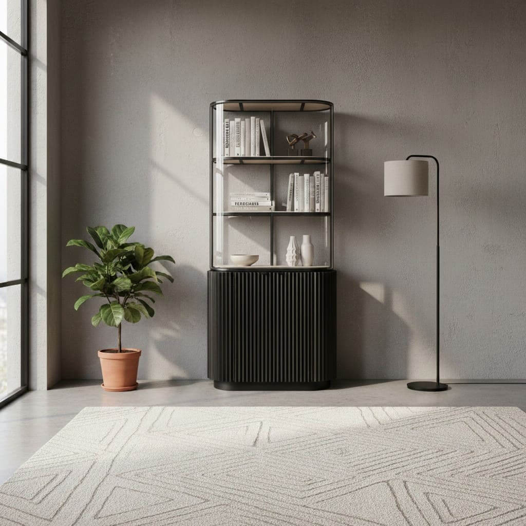 Opus Travertine Glass Cabinet