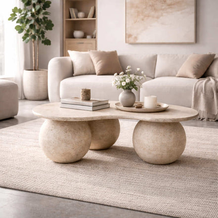 Pebbleform Travertine Coffee Table