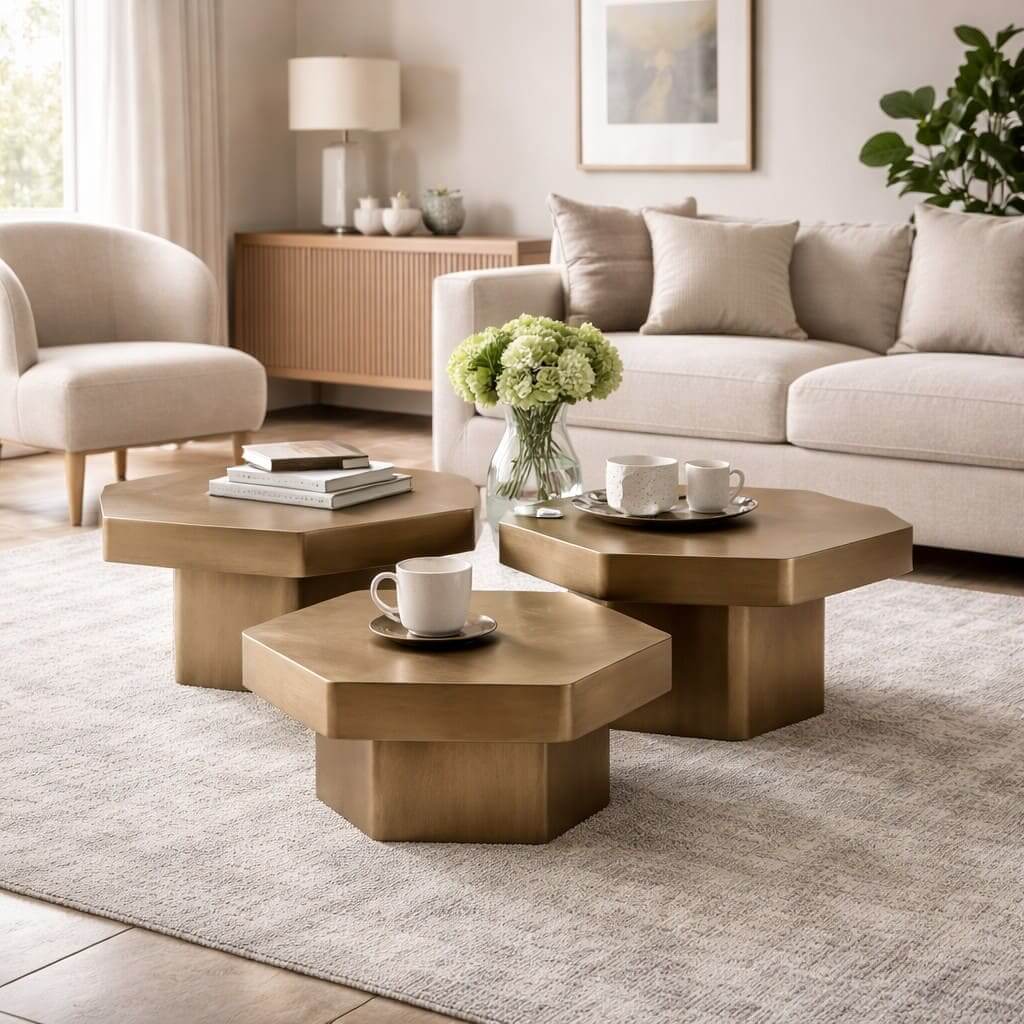 Radiant Gold Coffee Table Set