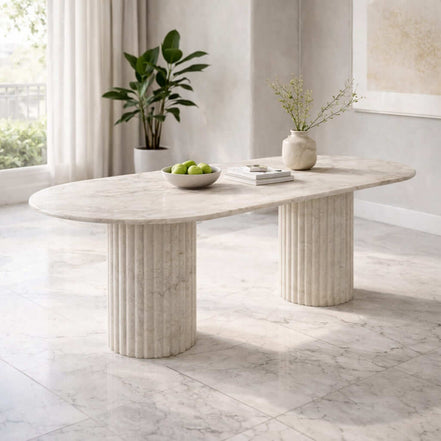Ribelle Travertine Dining Table