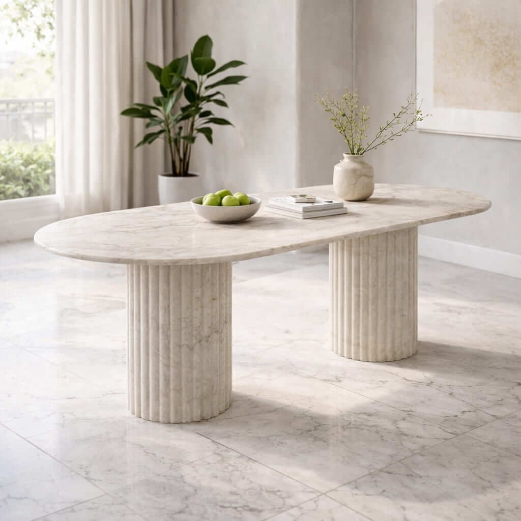 Ribelle Travertine Dining Table