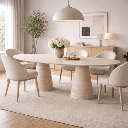 Taper Travertine Dining Table