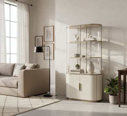 Travertine Elegance Glass Cabinet