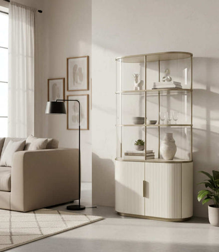 Travertine Elegance Glass Cabinet