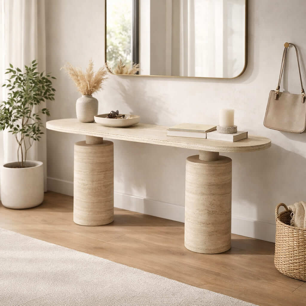 Travertine Grandeur Console Table