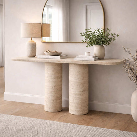 Travertine Luxe Console Table