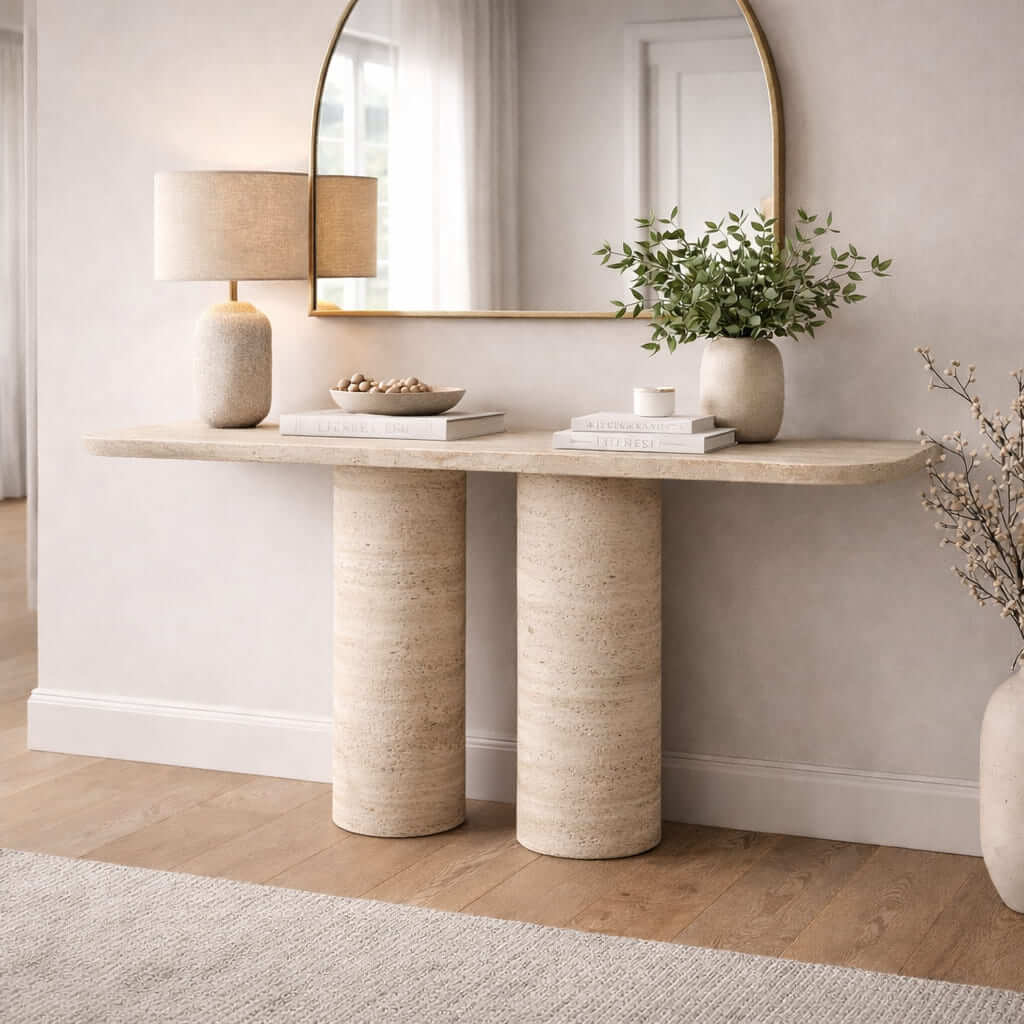 Travertine Luxe Console Table