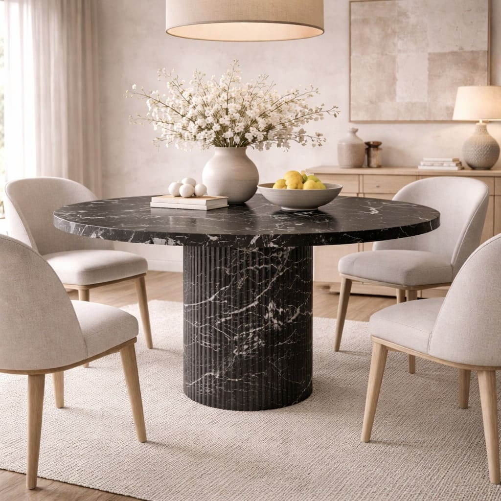 Udaipur Noir Round Dining Table