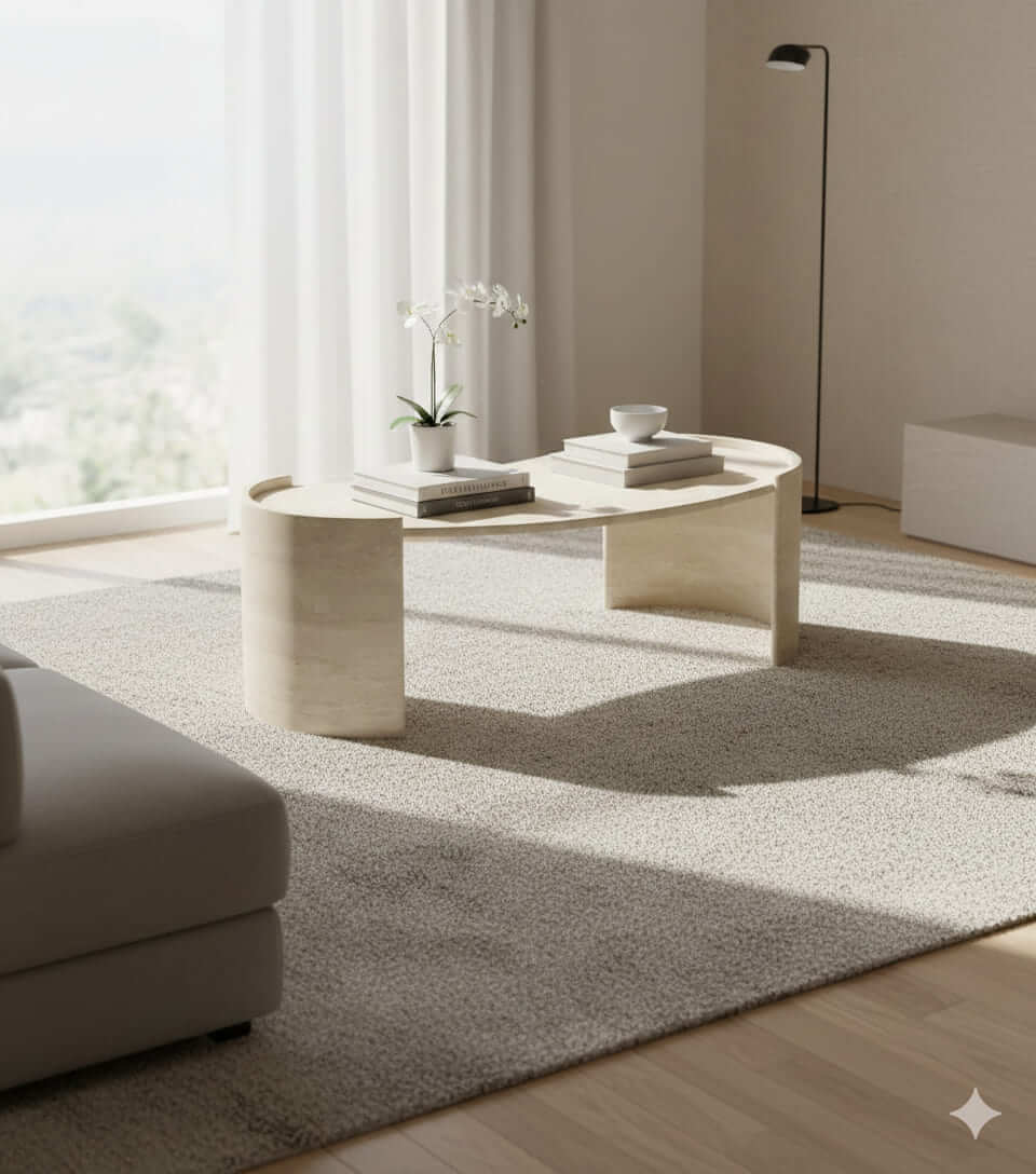 Waveform Travertine Coffee Table